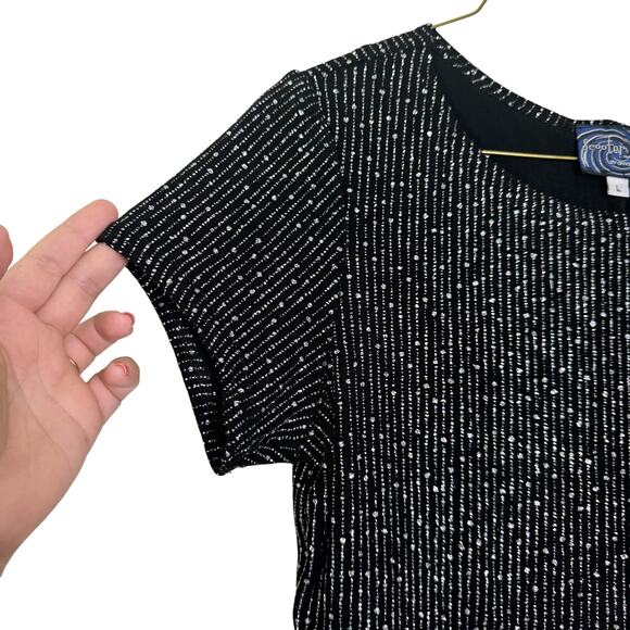 Scooter Tops short sleeve black glitter stripe stretchy‎ t-shirt Large - Picture 5 of 5